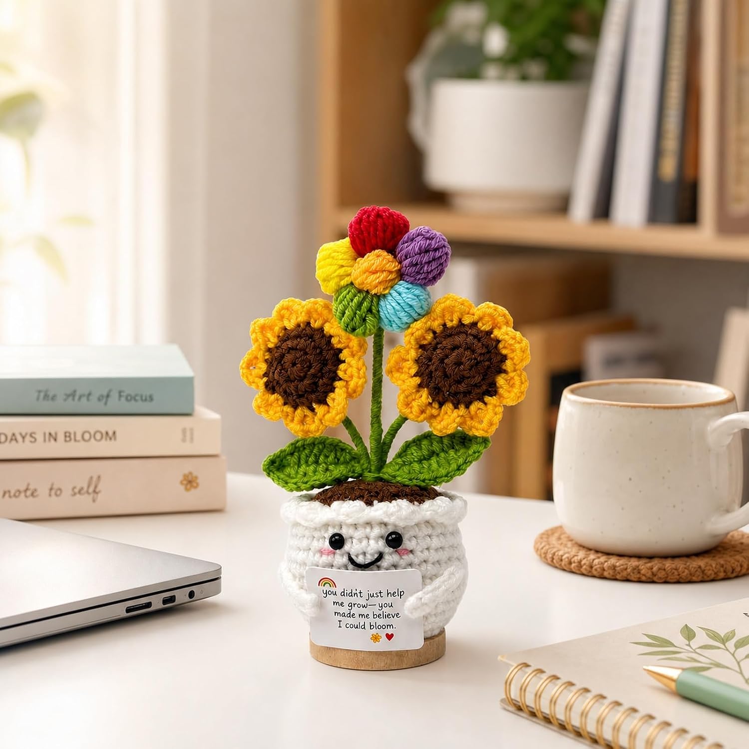 GZGTUU 2026 Graduation Gifts Sunflower Crochet – Handmade Emotional Support Sunflower with Inspirational Card, Cute Desk Decor, Class of 2026 Graduation Gift