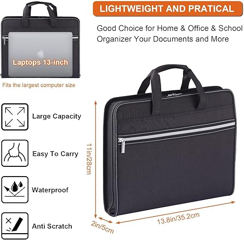 Miniatura 4 de Organizador de archivos de acordeón, organizador de documentos importantes de 13 bolsillos, carpeta de archivos expandible con cremallera y