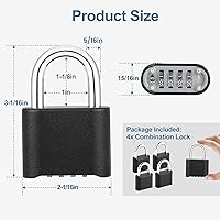 Vista 4 de DELSWIN Candado de combinación de alta resistencia – Cerradura de combinación de 4 dígitos con grillete de acero endurecido, cerradura combinada