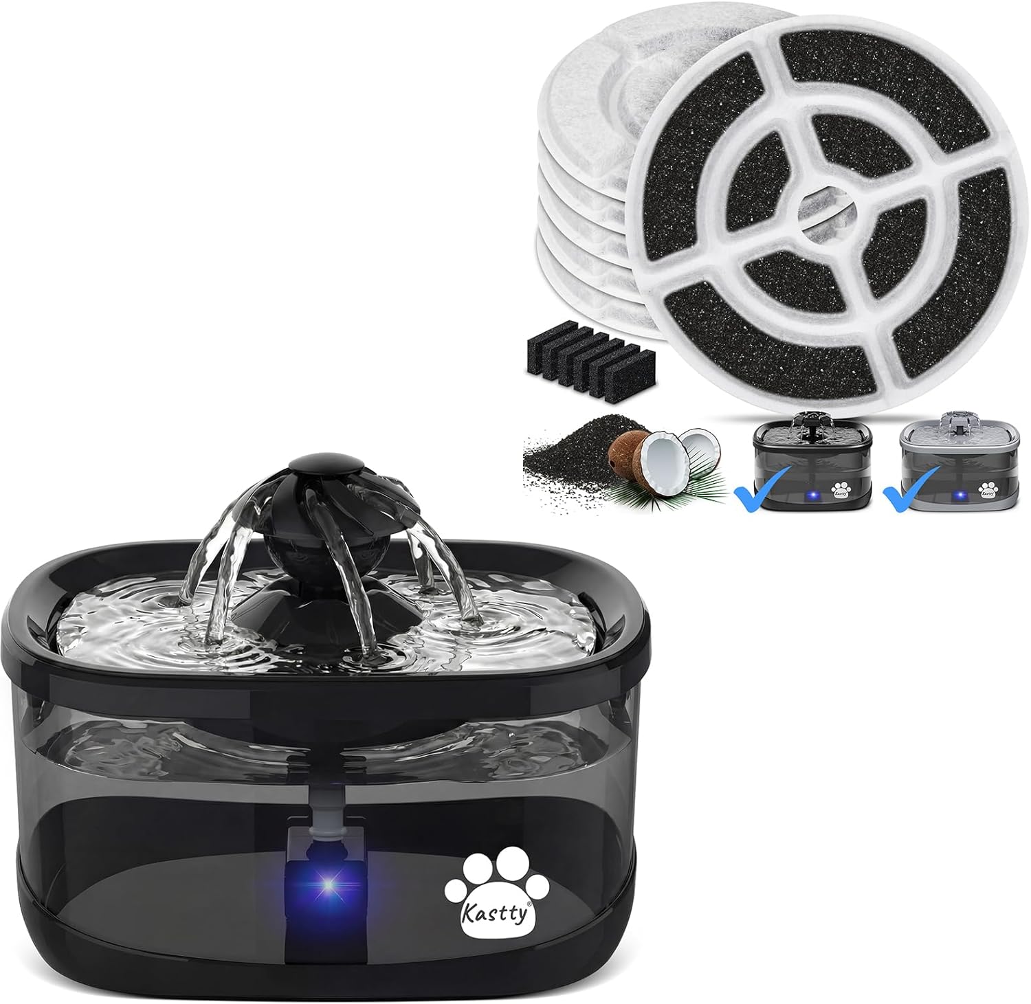 Kastty 9.5L/2.5Gal Dog Water Fountain,Large Pet Water Fountain for Dogs Inside,Quite Dog Water Bowl Dispenser with Lilter