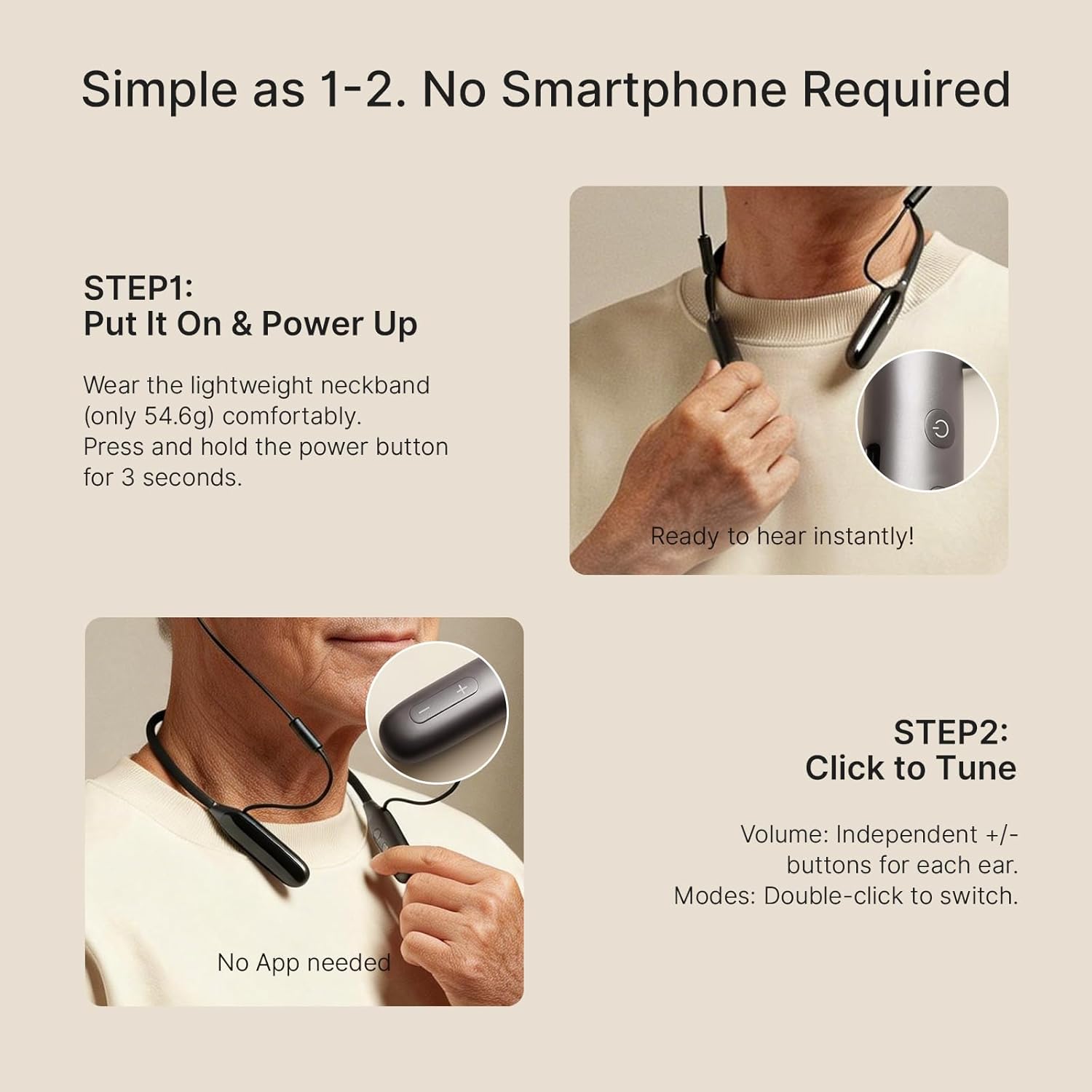ZDEER OTC Hearing Aids, 64 Channel Hearing Aids for Seniors, Dual-Chip Noise Reduction, Rechargeable Digital Hearing Amplifier with 2H Fast Charging & 40H Battery, 7 Volume Levels, Neckband Design