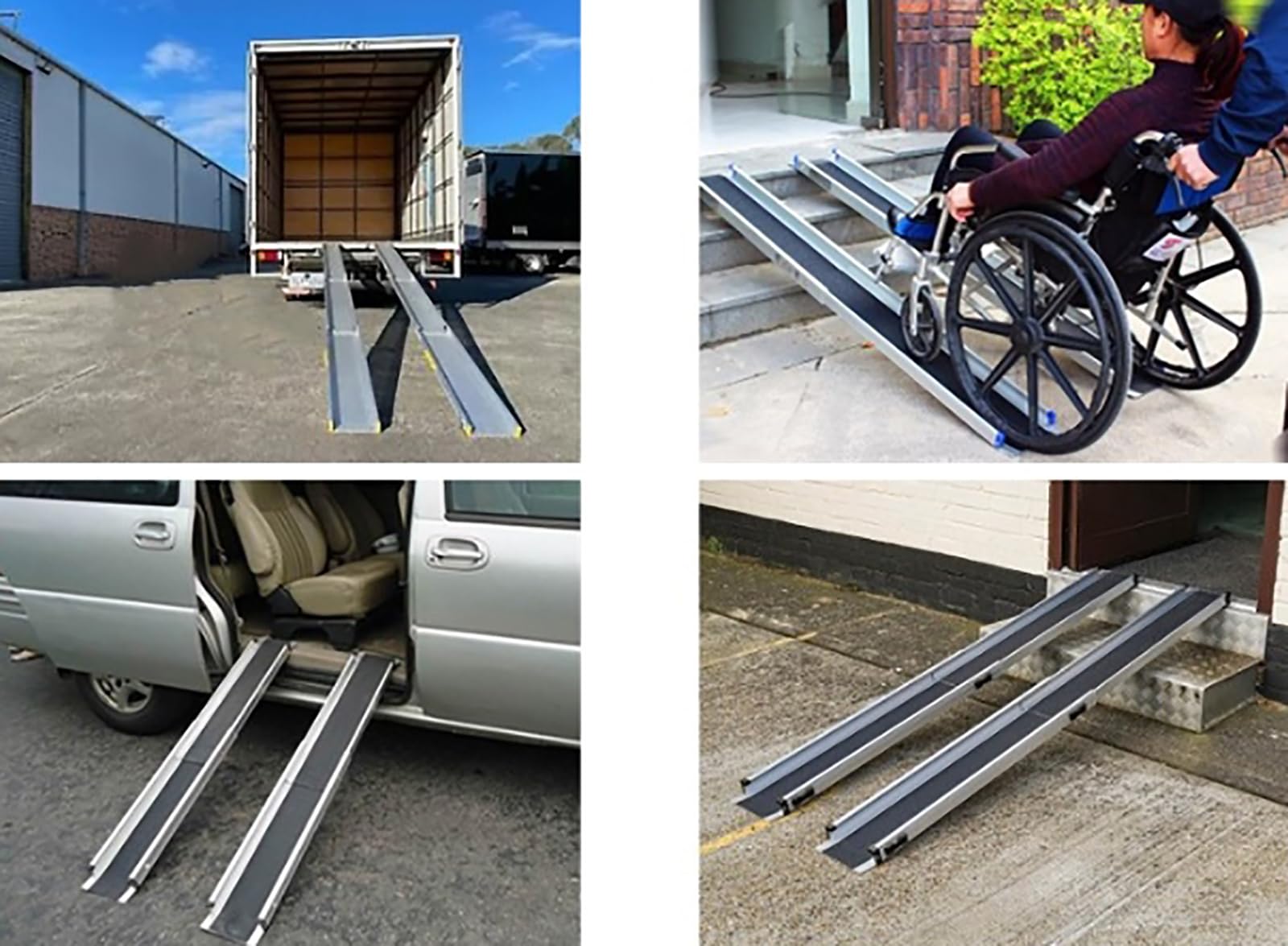 McbeAn Tablero De Rampa De Umbral para Silla De Ruedas, Rampa De Umbral De Entrada con Superficie Antideslizante, Diseño Ensanchado Y Telescópico, con Capacidad De Carga De 300 Kg, para Escalones