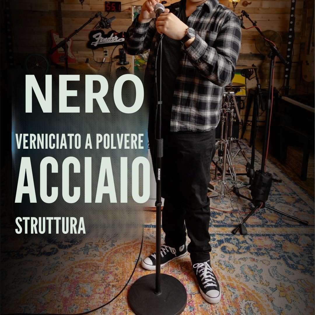 Shure by Gator, Asta Microfonica con Base Rotonda e Frizione a Torsione Regolabile in Altezza; (SH-RBMICSTAND12)