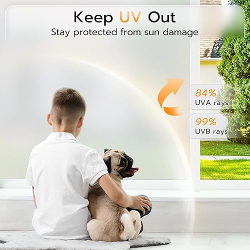 Miniatura 4 de LUTE Película de privacidad para ventana, película de vidrio esmerilado para ventana de baño, revestimiento de ventana extraíble con control de