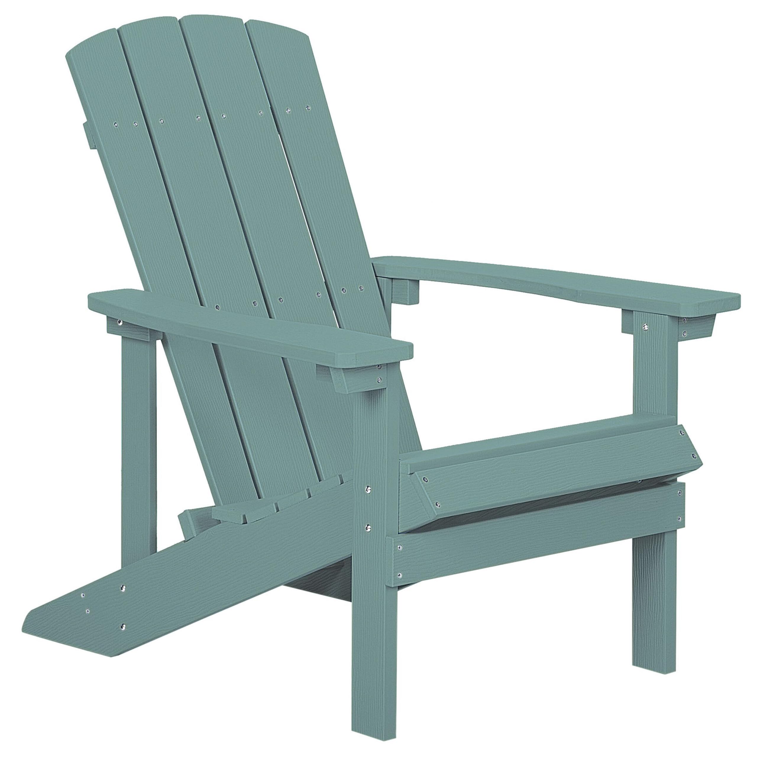 Beliani Silla de jardín Verde Turquesa de Madera sintética con reposapiés Resistente a la Intemperie Estilo Moderno Adirondack