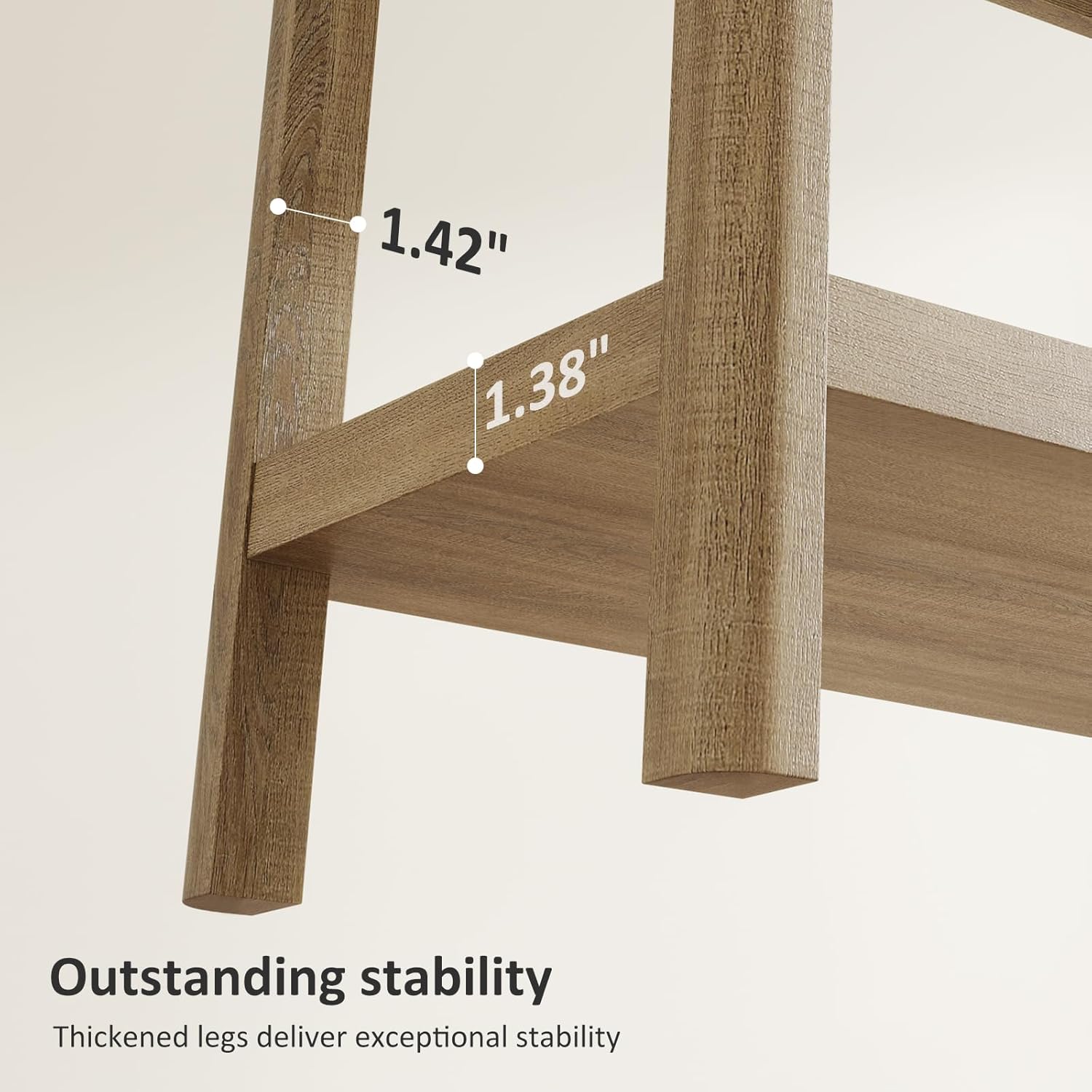 Night Stand Set of 2, Farmhouse End Table with 2 Tier Boho Rattan Shelves, Side Tables Living Room with Round Edge Design, Ultra-Thick Legs Bedside Nightstand for Bedroom, Caramel Oak