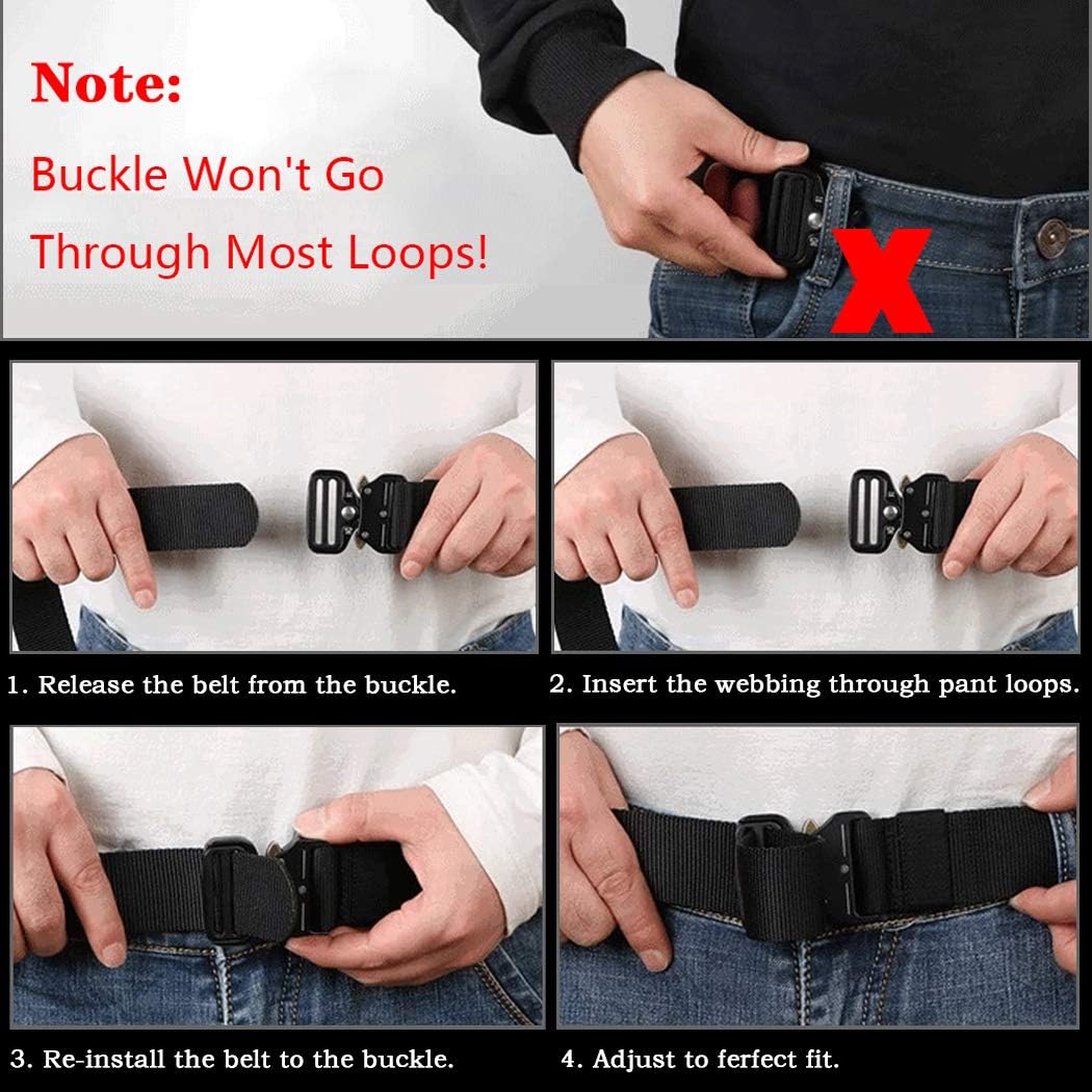 MOZETO Tactical Belts for Men Military Style Work Hiking Riggers Web Gun Belt with Heavy Duty Quick Release Metal Buckle - Image 4