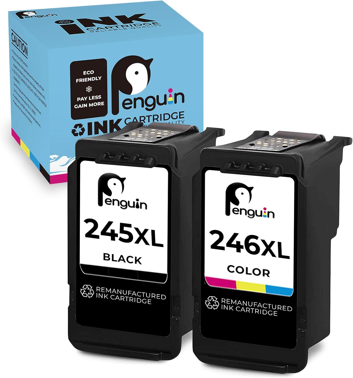 🔥 Crazy Deals Penguin Remanufactured Printer Ink Cartridge Replacement for Canon Pg-245XL Cl-246XL PG-243 CL-244 245 246 XL Used for PIXMA MG3022 MG2924 TS3322 MG2920 TR4520 MX492 MG2520(1 Black,1 Color) Combo Pack