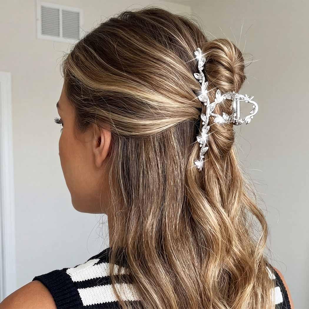 BARTOSI Rhinestone Claw Clips Gold Metal Hair Clips Large Claw Hair Clip Stylish Hair Accessories for Women (Pack of 2) - Image 3