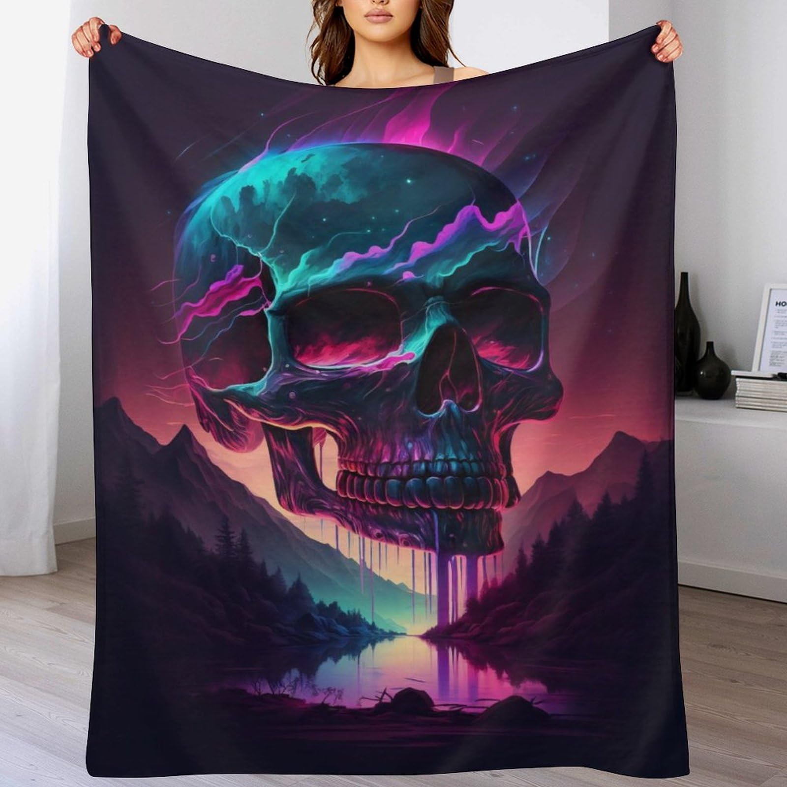 Couverture crâne canapé chaude pour affronter le froid en flannel douce