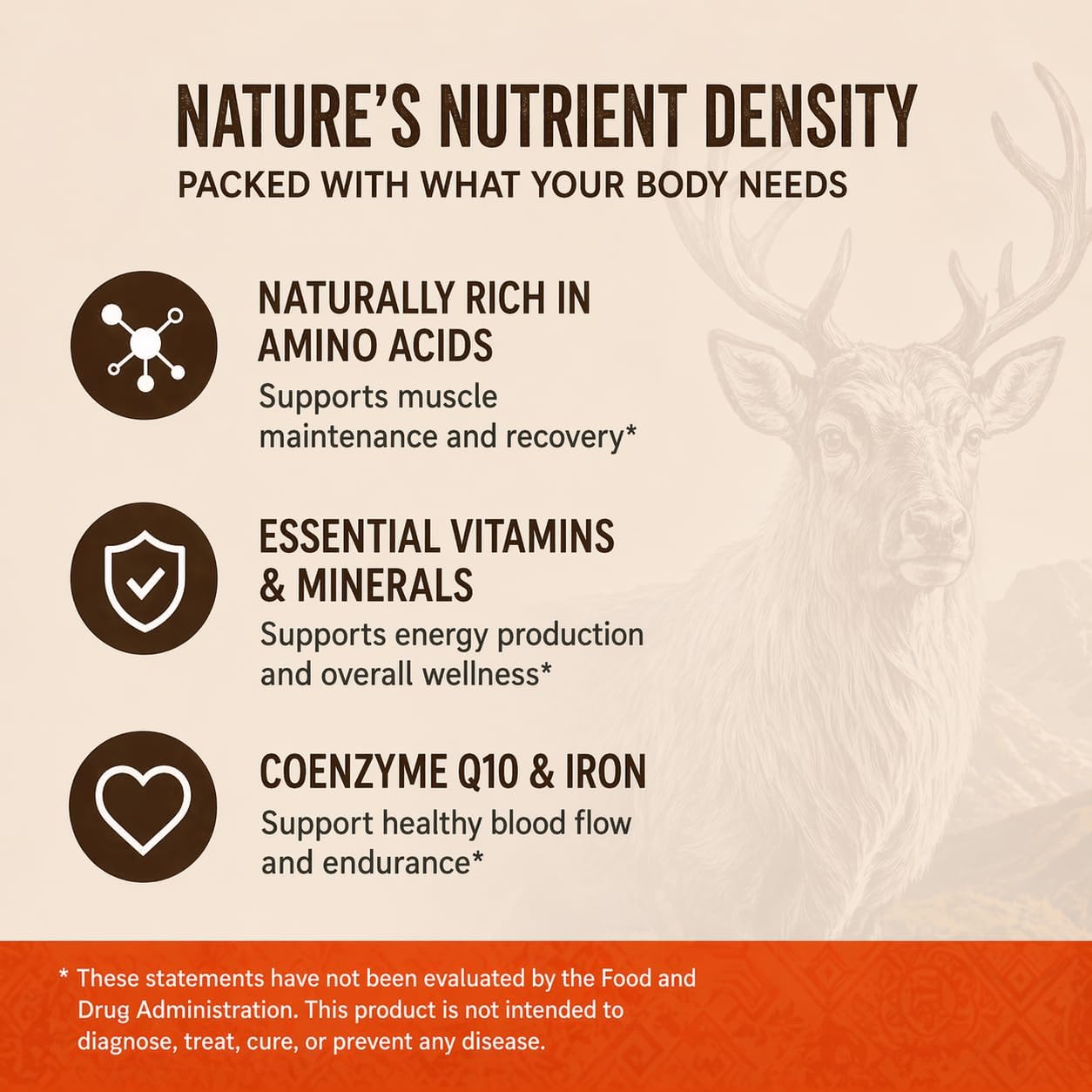 Reindeer Organ Supplement for Men, Arctic Herb & Reindeer Organ Blend, Daily Support for Energy, Stamina & Overall Wellness 60 Capsules