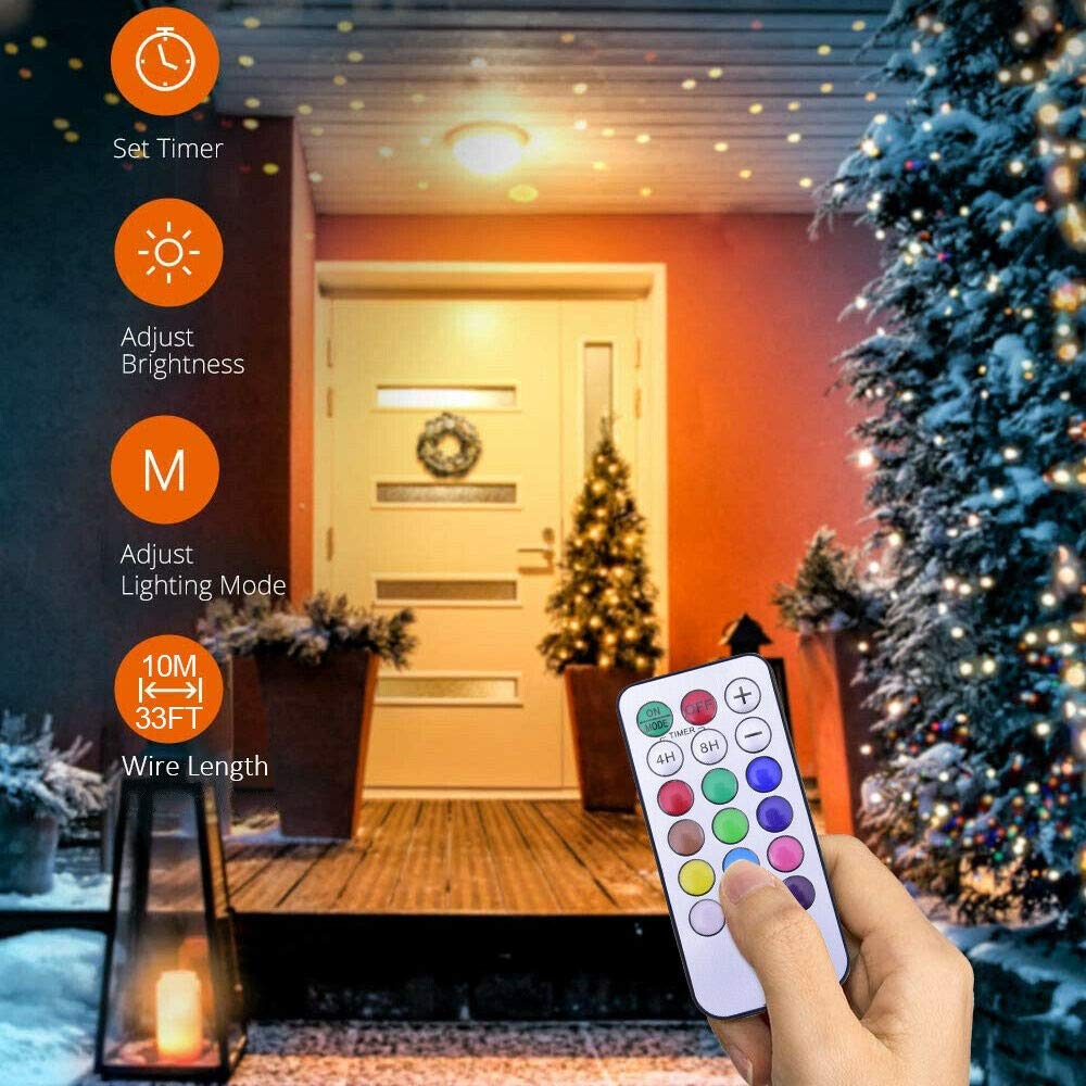 Télécommande LED Guirlande Lumineuse Étanche Jardin Extérieur Noël Fée Lumière Batterie USB Timing Light Décoration De Mariage (Taille : 10M) (20M) (20M)