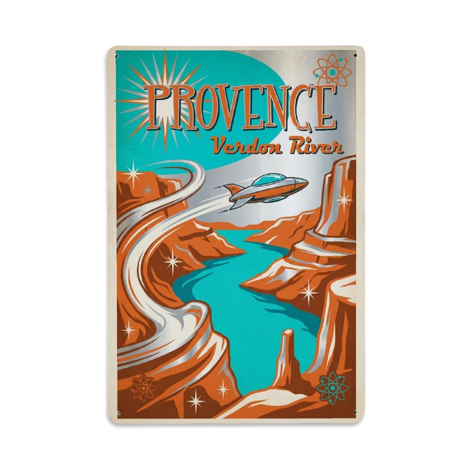 Gead 8X12inch Style Vintage Travel Provence Turquoise Waters Metal Tin Sign