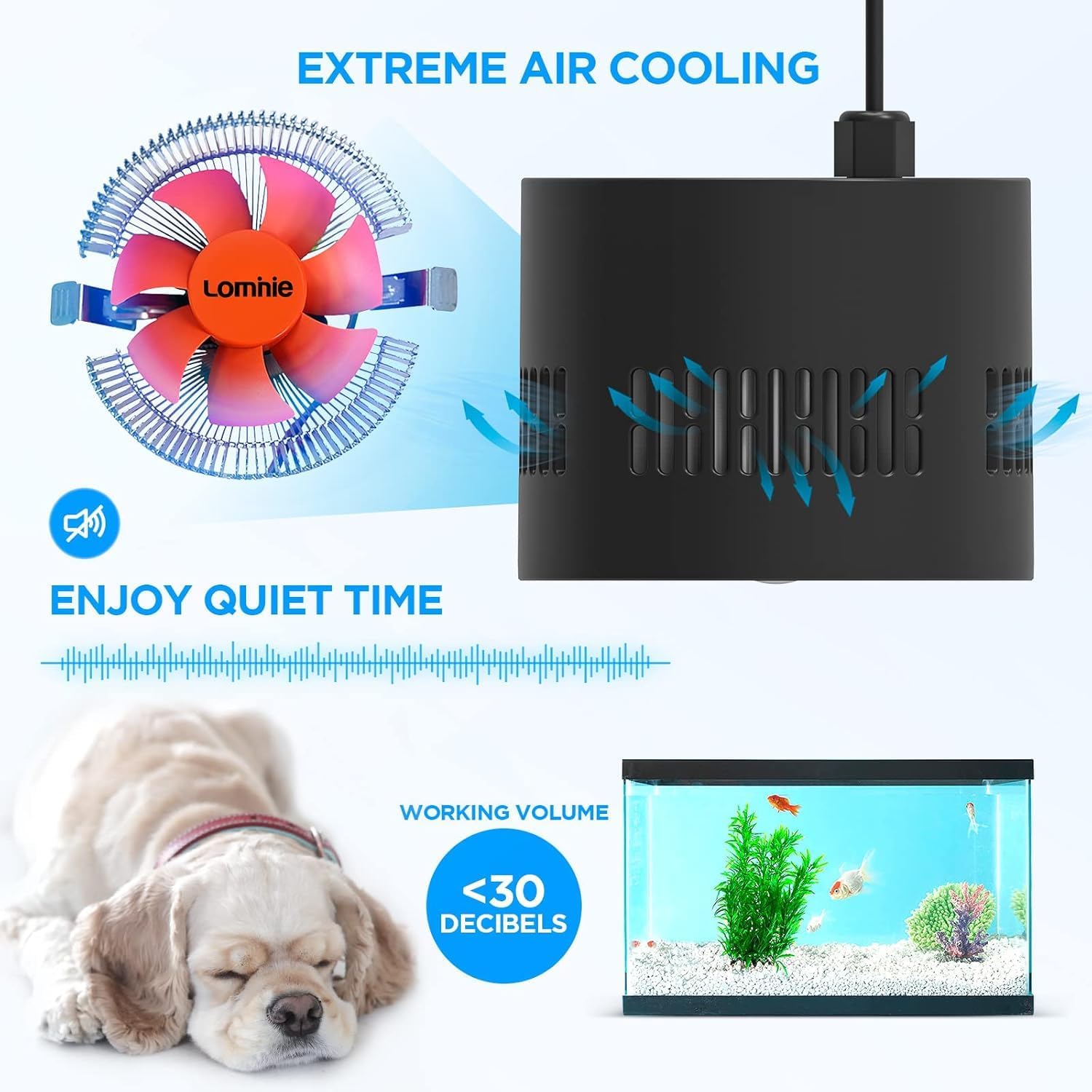 Lominie 80W LED Aquarium Light with Dimmer Remote, Full Spectrum Planted Tank Light for Freshwater Aquarium, Clip-On Fish Tank Lamp with 360° Gooseneck for 10-20 Gallon Refugium Cube Tank