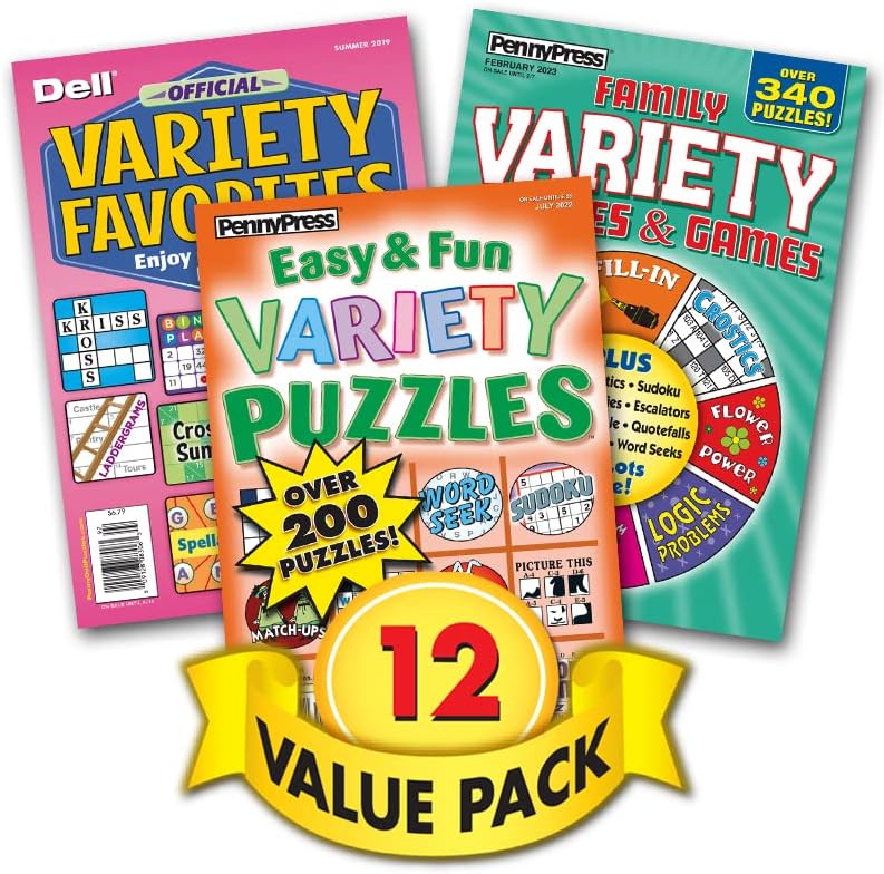 Family Variety Puzzles & Games for All Ages - 12 Pack Penny Press