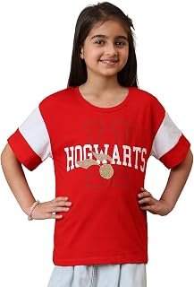 Kidsville Official Harry Potter Golden Snitch Embroidery Printed Relaxed Fit Cotton Tshirt for Girls Price In India