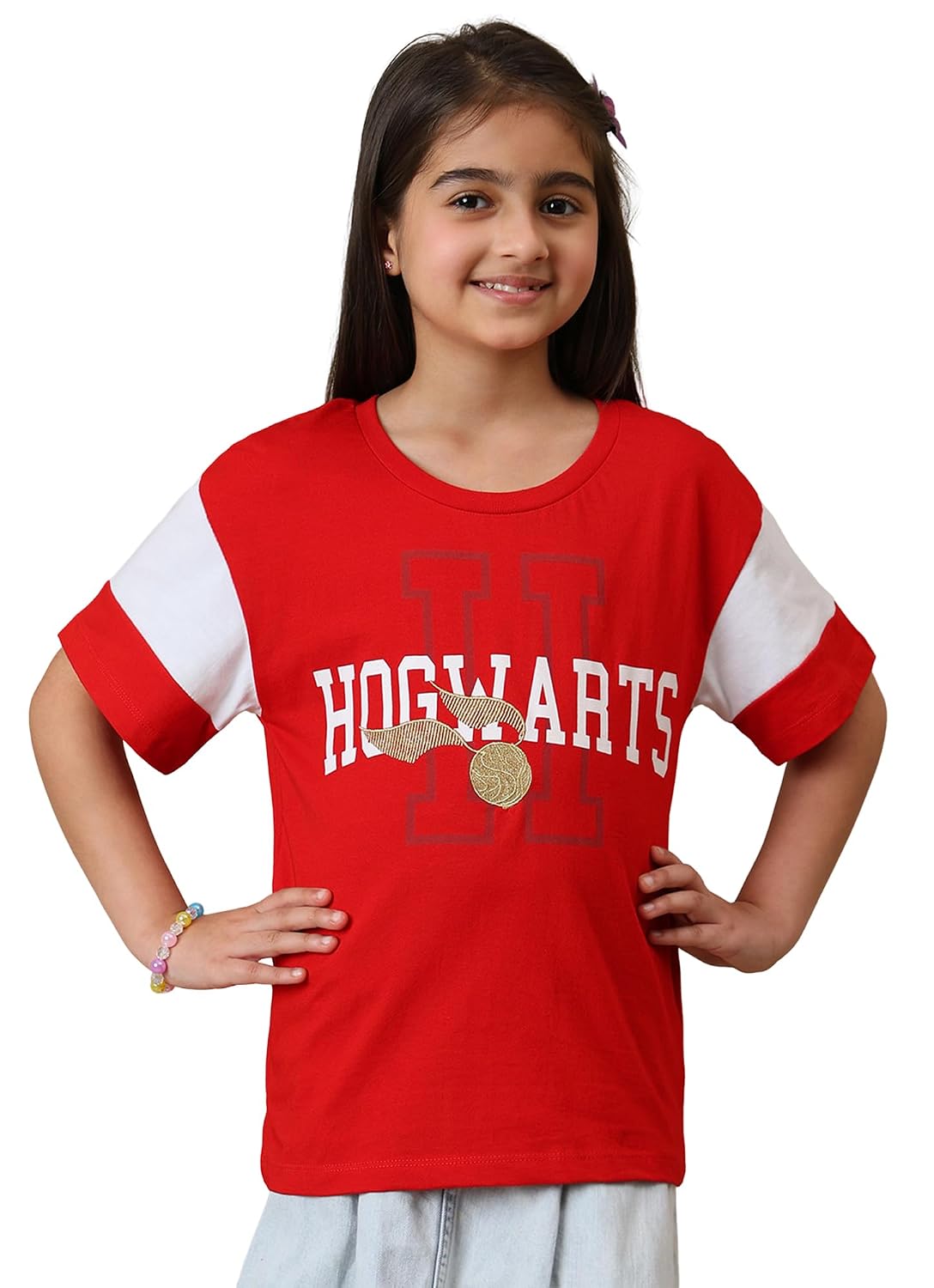 Kidsville Official Harry Potter Golden Snitch Embroidery Printed Relaxed Fit Cotton Tshirt for Girls - Review, Price and Buying Guide