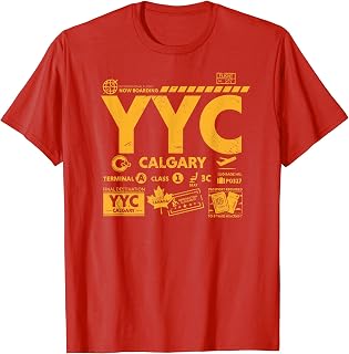 Vintage Calgary YYC Airport Code Travel Day Retro Tag Canada T-Shirt