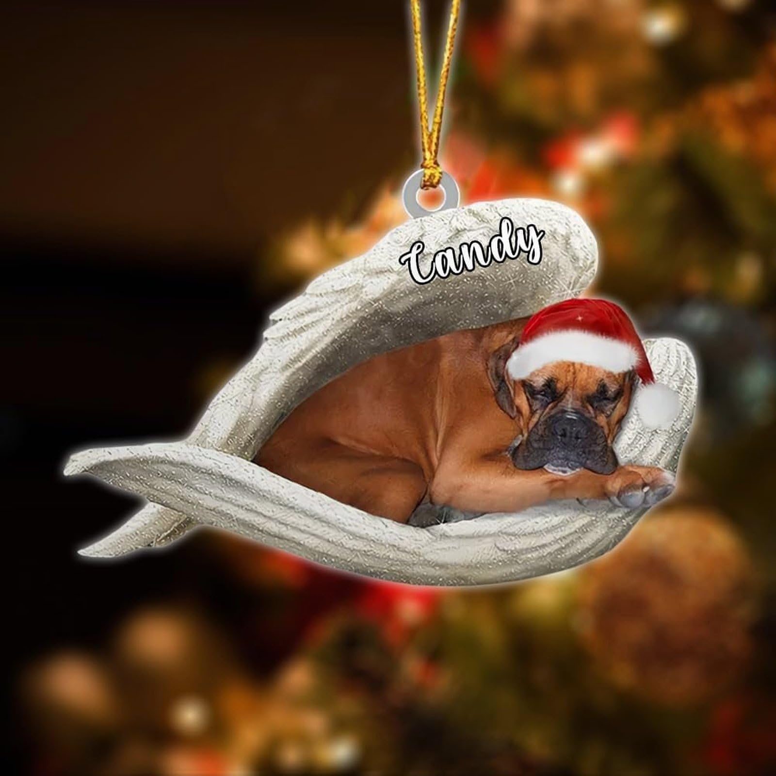 Luckluccy Boxer Custom Dog Ornament Sleeping Angel Christmas,Acrylic 2025,Dog Christmas Tree Decor