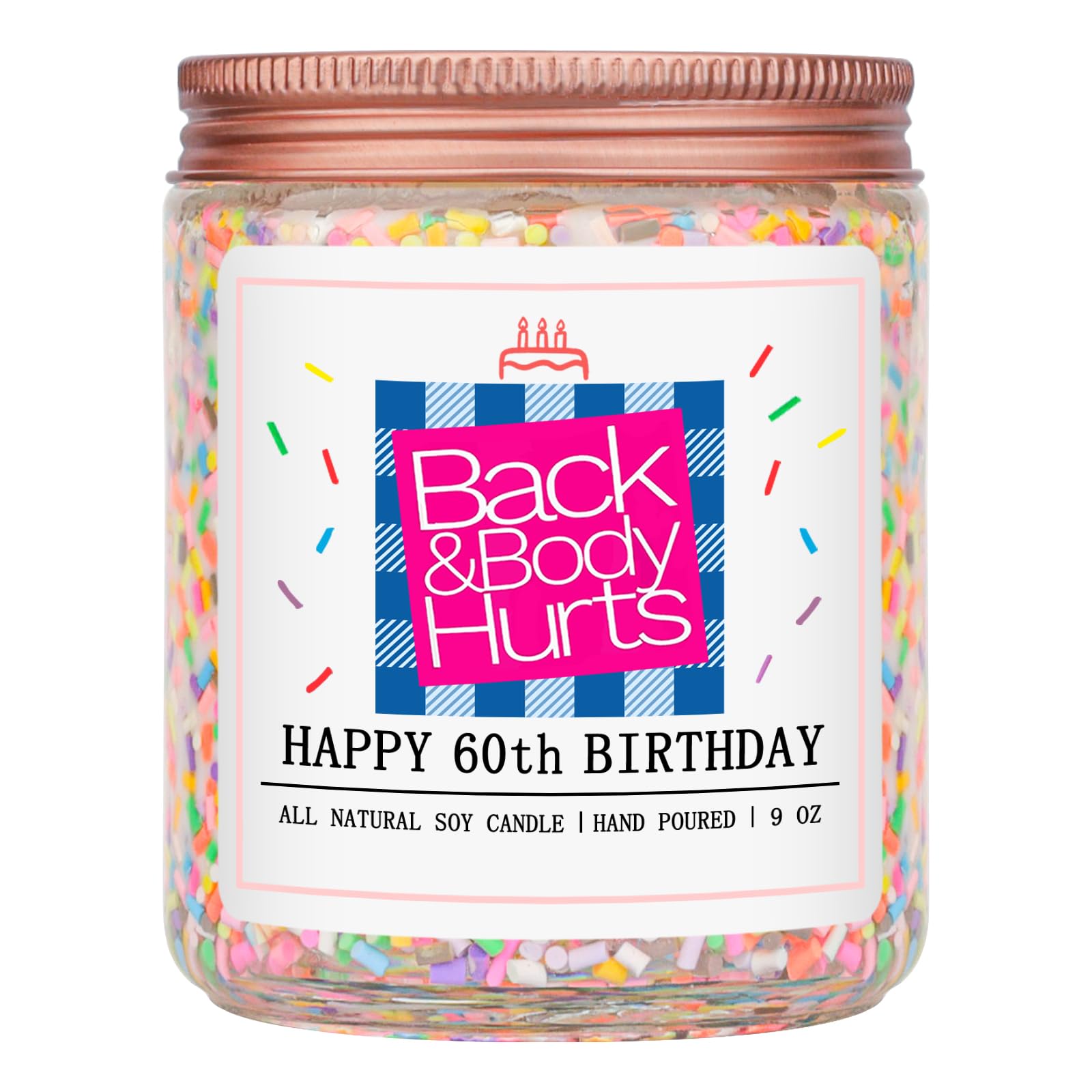 Homsolver 60th Birthday Gifts for Women, Gifts for Her, Unique Best Friend Gift Ideas -Back & Body Hurts 60th Birthday Decorations Candles