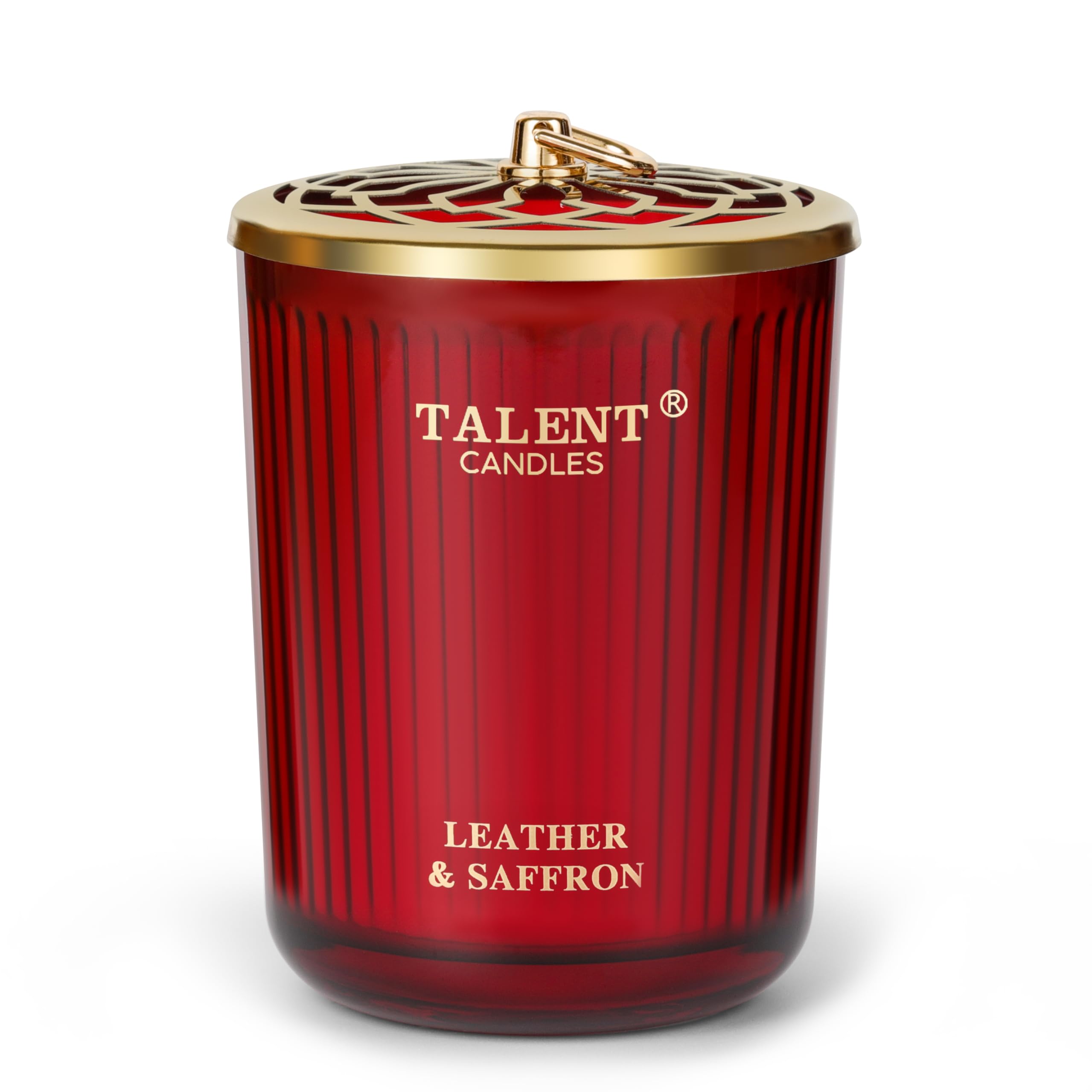 TALENT Velas perfumadas, vela de aromaterapia de cera de soja natural, estilo tradicional de 8.4 oz, velas regalos para mujeres y hombres, decoración del hogar, Cuero y azafrán