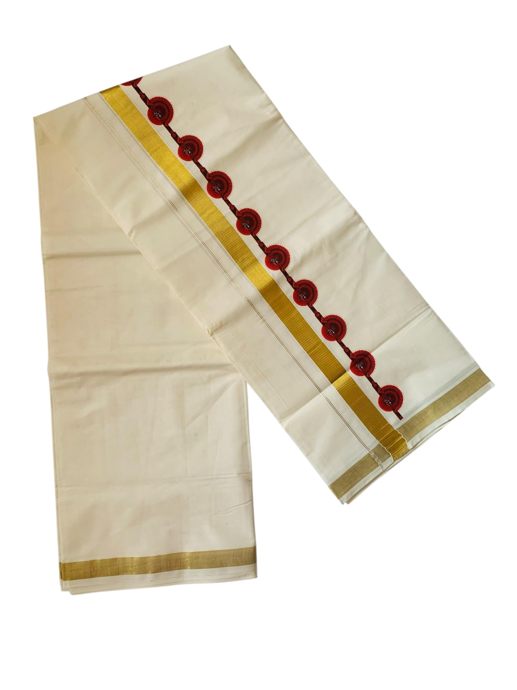alluvy Kuthampully Men's Kerala Kasavu Dhothi Cotton | Golden Kerala Kasavu Mundu | Traditional South Indian Kasavu Mundu | EKM-947 | Pack -1-picture-41