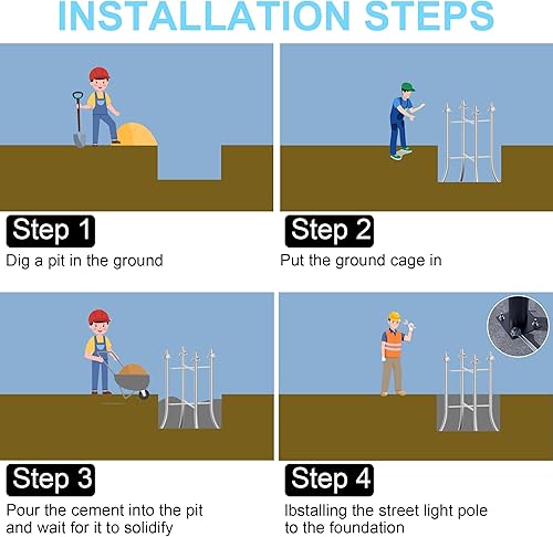 Miniatura 7 de Vzyhik Poste de luz de calle de 13 pies de alto, poste de lámpara de calle para luces al aire libre, poste de luz solar de calle accesorio para
