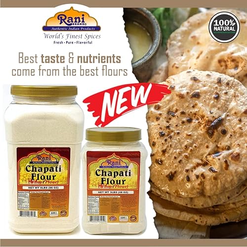 Miniatura 4 de Rani Chapati Harina (100% puro trigo entero), para hacer panes roti e indios de 96 onzas (6 libras), tarro PET de 6.0lbs, totalmente natural,