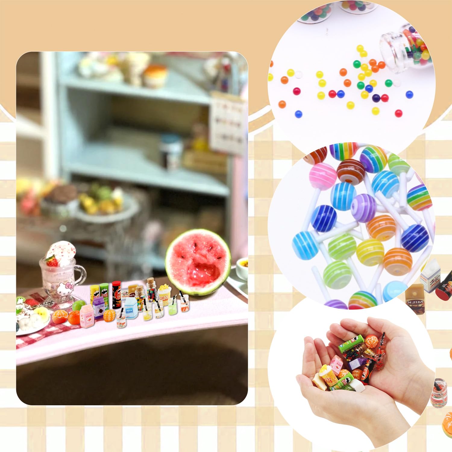 VZXQX Mini Cibo, 24 Pezzi Mini Food Giocattolo Cibo in Miniatura per Casa Delle Bambole per Mini Cucina - Mini Caffè Torte Dessert Alimentari Accessori Gnomo Miniatura Oggetti Natale