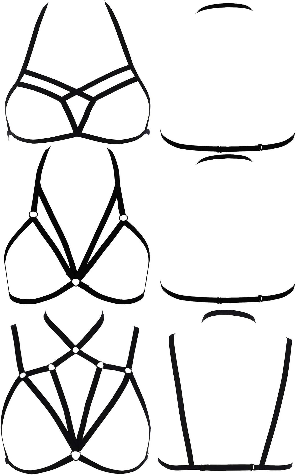 3 Pieces Women Bra Cupless Elastic Hollow Harness Lingerie for Valentines Lingerie Women Supplies