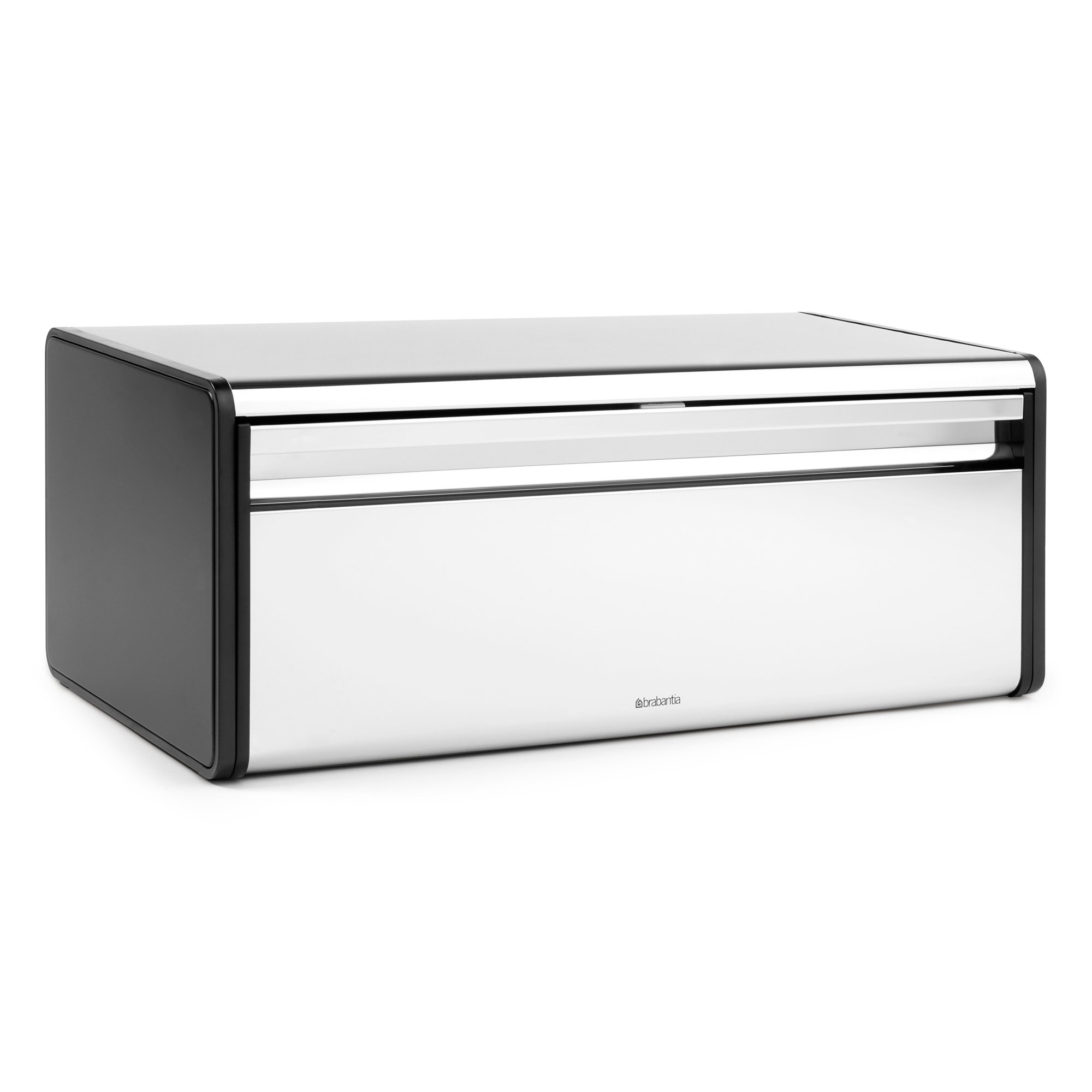 Brabantia Fall Front Bread Box Brilliant Steel with Black Sides, Buy