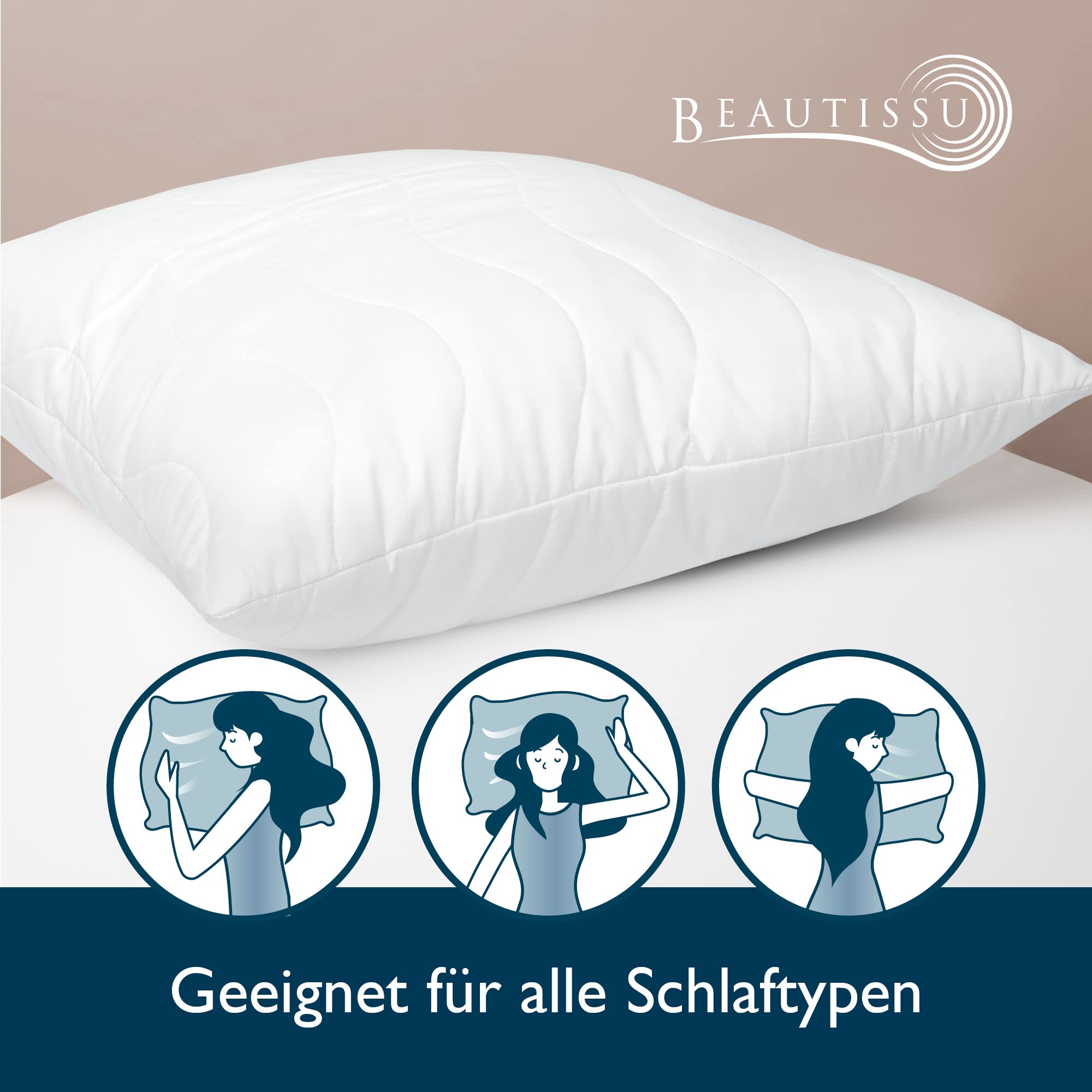 Beautissu Bettdecke und Kissen Set 4 Jahreszeiten Allergiker Kopfkissen
