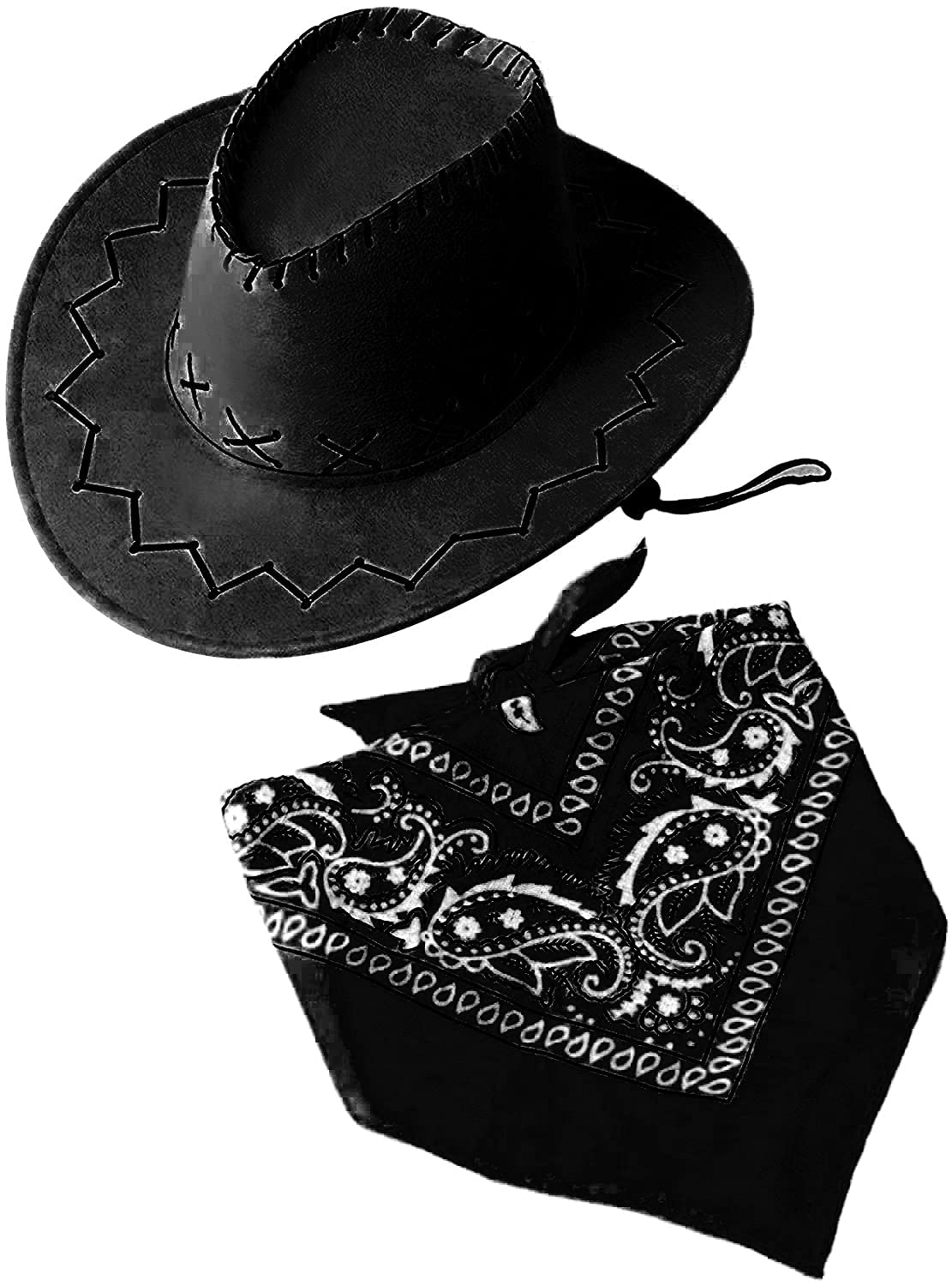 Carnavalife Sombrero Cowboy Cowgirl de Vaquero con Pañuelo Bandanas Paisley de Algodón Toy Story Western Occidental Oeste Country Disfraz para Adulto y Niños