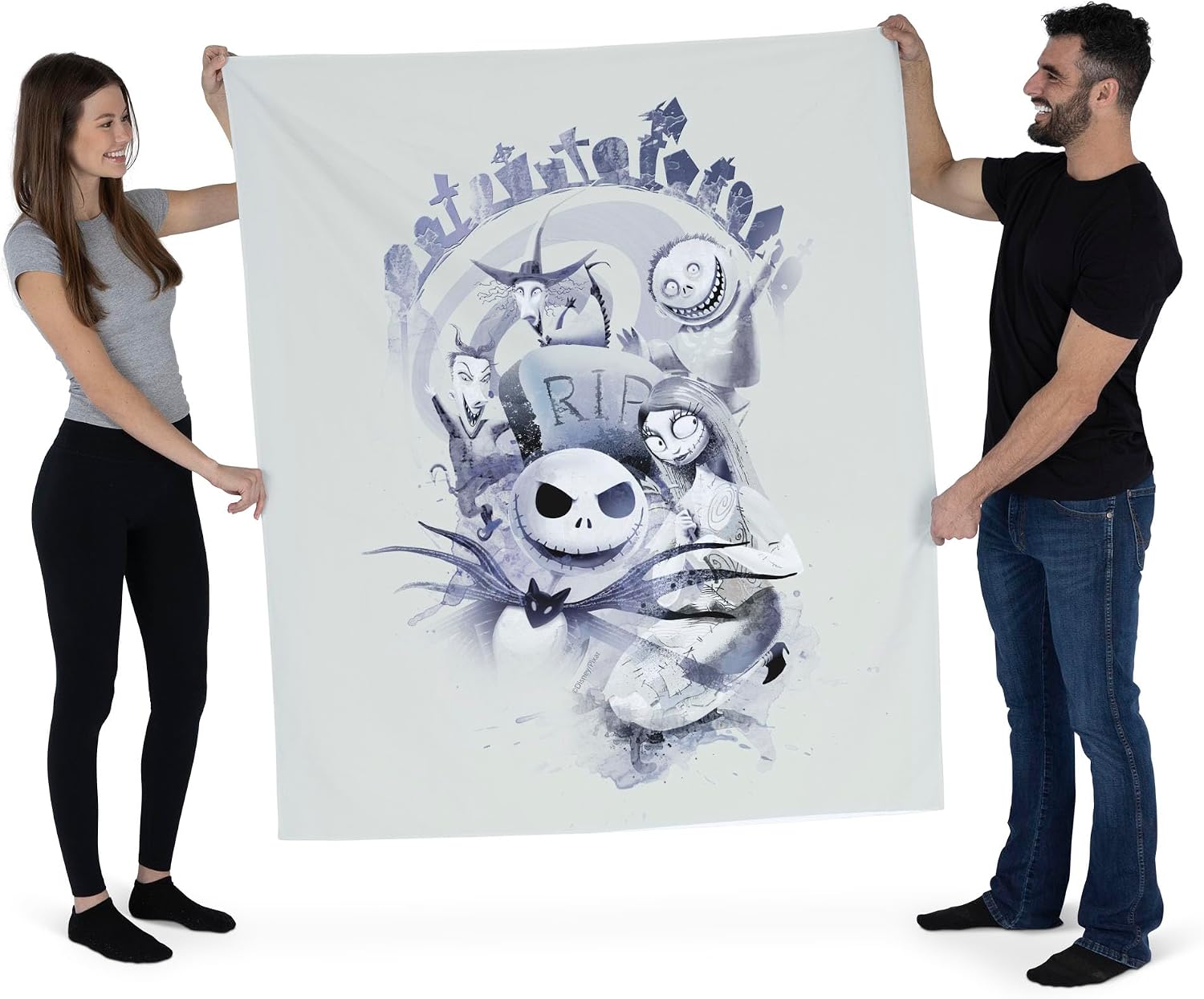 Northwest Disney Nightmare Before Christmas Watercolor Nightmare Wall Hanging 50 × 60 Inches Soft Decorative Tapestry for Bedroom Living Room or Home Décor