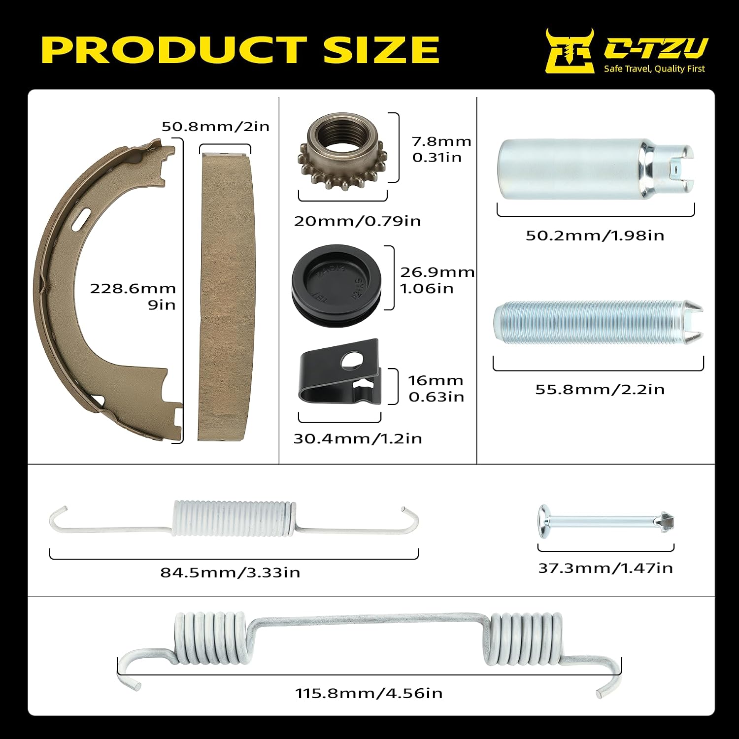 17752B Rear Parking Brake Shoes Set with Hardware Kit Compatible with Ford Expedition F-250 F-150 1997-2008 Lincoln Town Car Mark LT Navigator 1998-2011 - Replaces BS752 S752 752PG H7361 118.65007