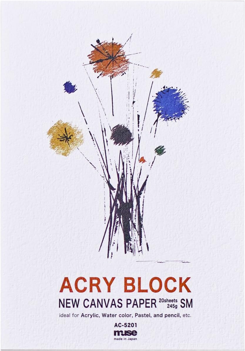 Muse AC-5201 SM Acrylic Paint Paper Acrylic Block SM 8.6 oz (245 g), White, Pack of 20