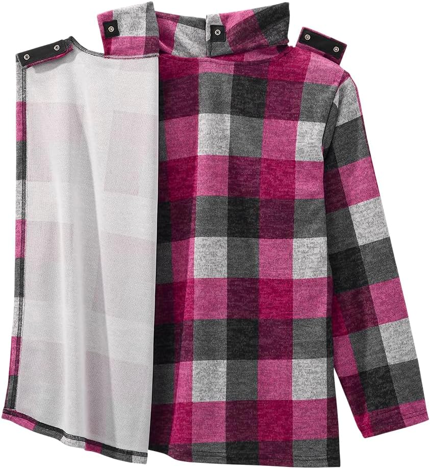 Silverts Women’s Adaptive Clothing Open Back Cowl Neck Top, Assisted Dressing Shirt for Elderly, Nursing Home & Rehab