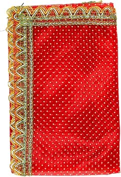 Decorative Chunari Pooja Cloth Size-18 Inch x 36 Inch Chunni Puja Indian Traditional Navratri Festival Decorations Chunr MATA Ki Chunri for Statue Chowki Aasan Mat Posters FrameRed