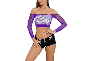 Lemon Girl Women's Fishnet Tube Top Lingerie Babydoll Chemise Mesh Long Sleeve Tops