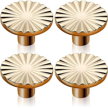 Pack of 4 Cupboard Knobs Gold Classic Round Cabinet Handles