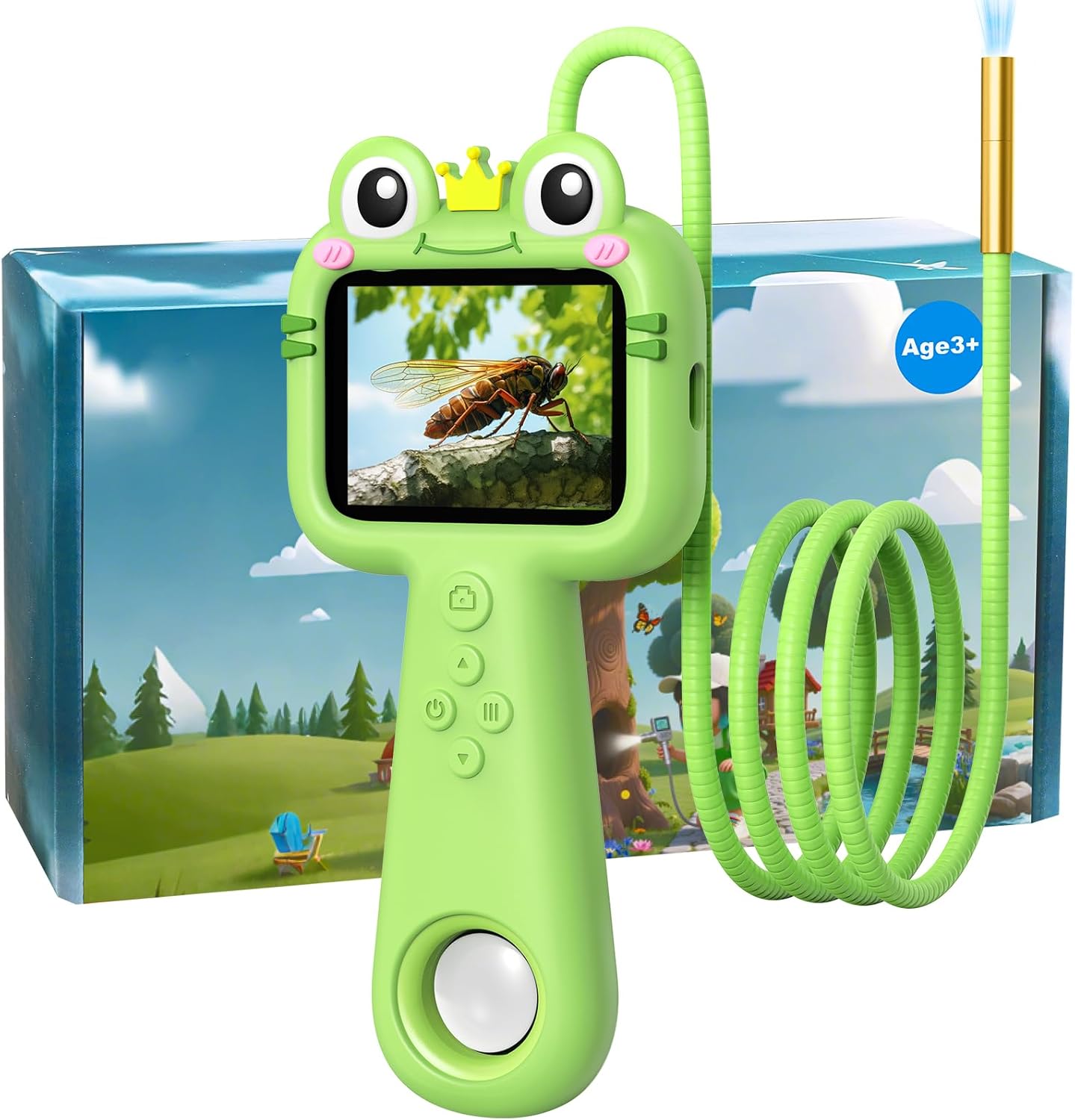 Toy Borescope Camera with Ligh for Kids - Ourdoor Educational STEM Toy Gift for 4 5 6 7 8 9 10 Years Old Boys Girls Birthday, Kids Toy Camera for Outdoor Adventures & Nature Discovery (Green)