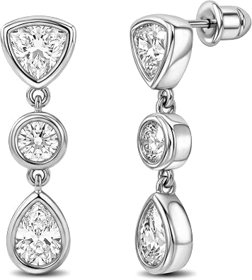 SUNNYOUTH 18K Gold Plated/Silver Dangle Earrings for Women, Trendy Sparkly CZ Drop Earrings, Elegant Dainty Dangling Jewelry for Wedding Bridal Prom