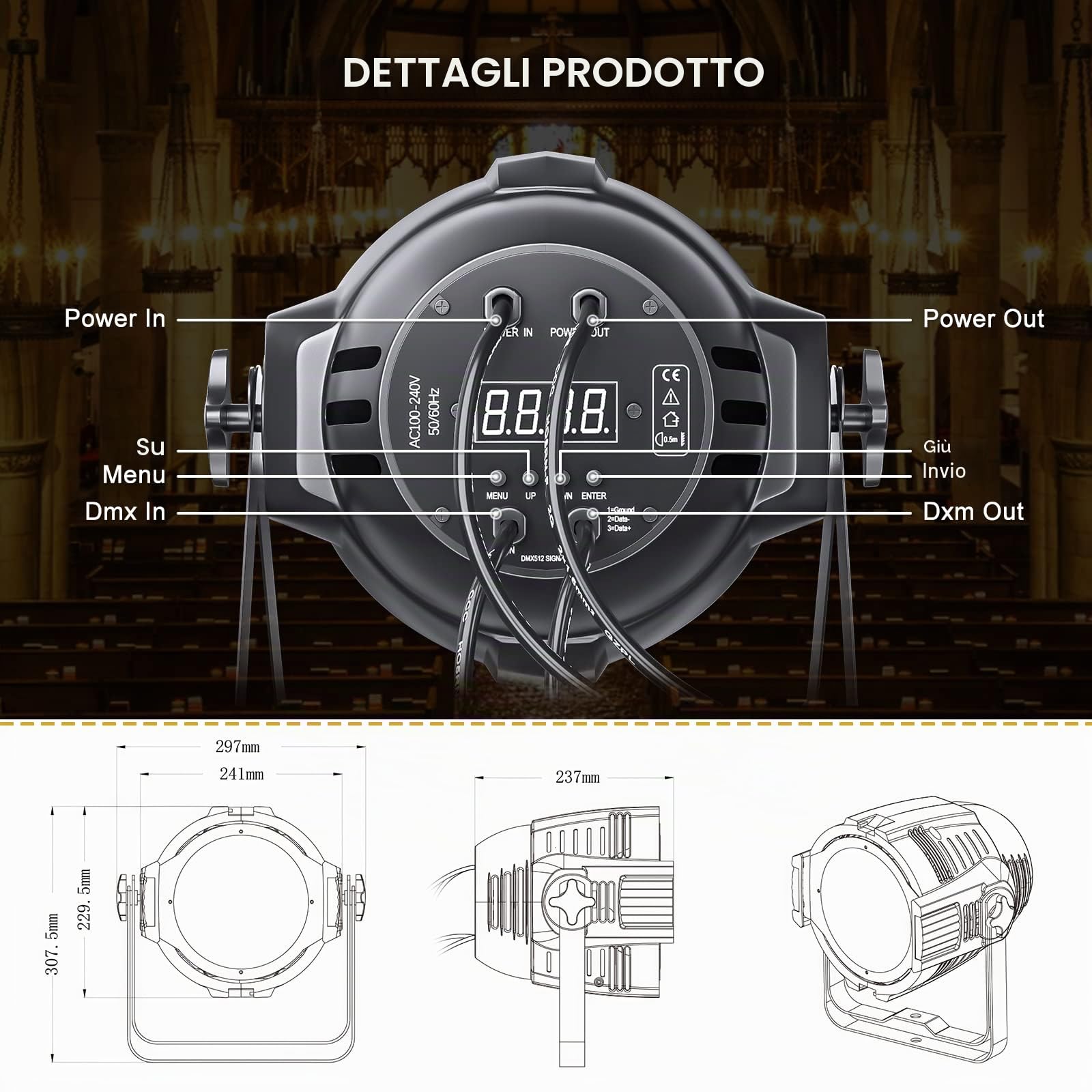 BETOPPER Luci DJ Par Led Luci Palco 100W COB Luci Discoteca Super Luminoso Bianco Caldo/Bianco Freddo Strobo Discoteca Adatto per Spettacoli, Teatro, Chiesa, Matrimonio（4 pezzi)