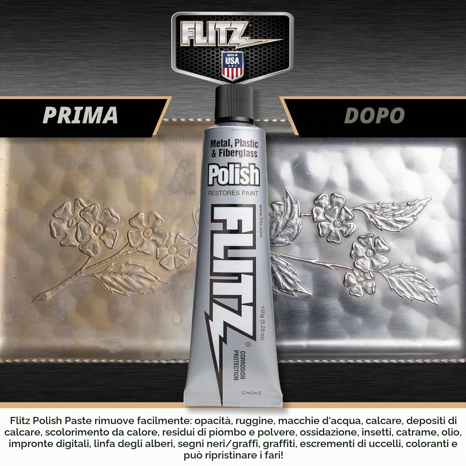 Flitz Polish - Pasta - 5,29 oz. Tubo in scatola