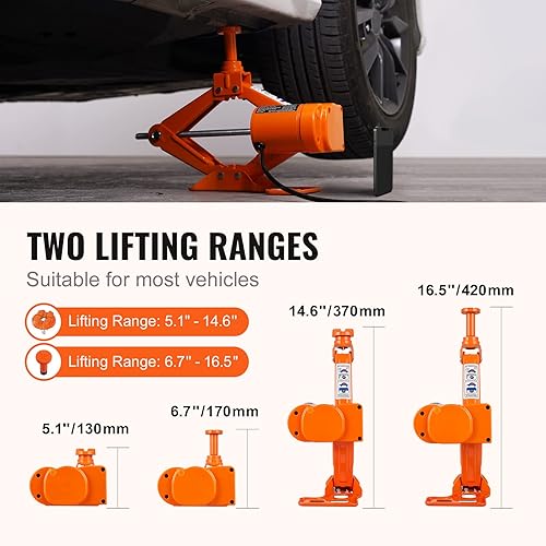 Miniatura 3 de VEVOR Gato eléctrico para automóvil, 3 toneladas6600 libras, gato de tijera con llave de impacto eléctrica, gato de automóvil de 12 V con doble