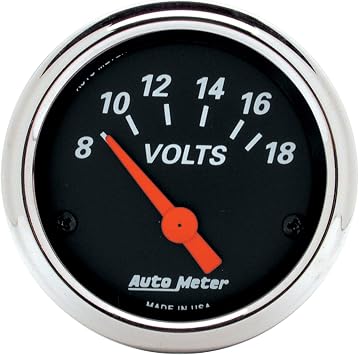 AUTO METER 1483 Designer Black Voltmeter Gauge, 2.3125 in.