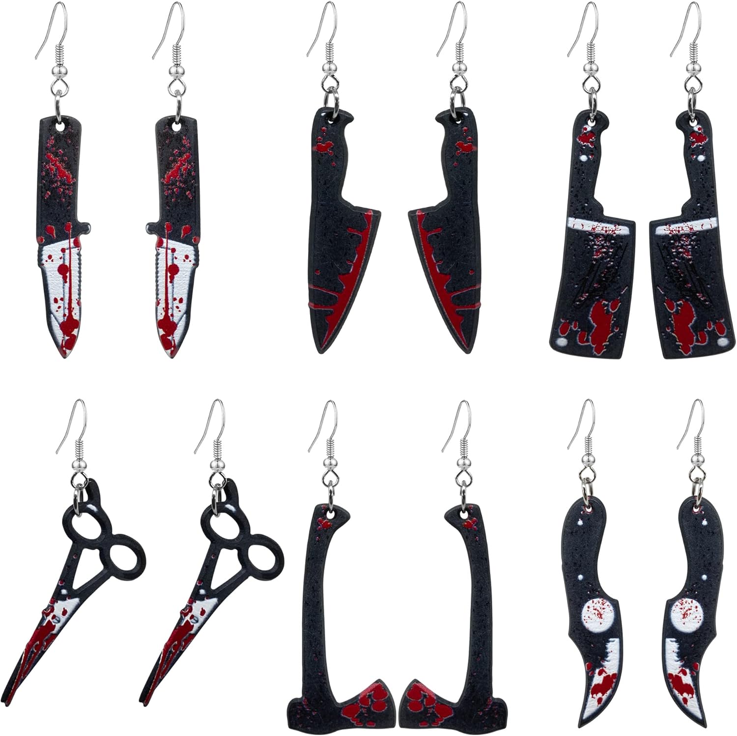 Horror Skeleton Knife Earrings Acrylic Skull Gothic Knives Dangle Drop Studs Earrings for Women Girls Scary Halloween Jewelry Gifts Accessories