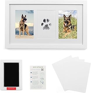 Green Pollywog Kit de impresión de huellas y nariz con almohadilla de tinta sin ensuciar, color blanco, exhibición de imágenes conmemorativas de mascotas, regalo de recuerdo de perro y gato