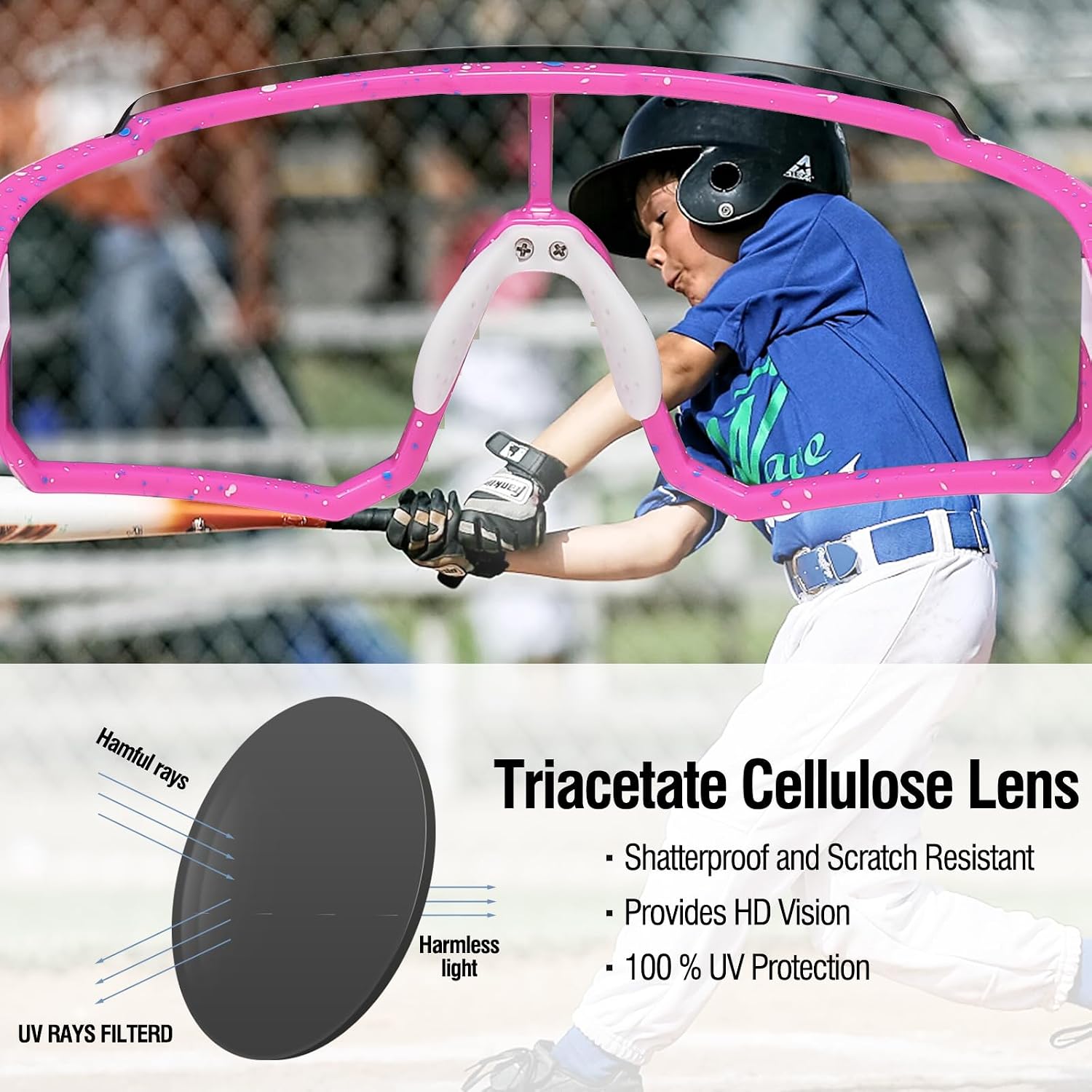 DUCO Kids Sports Sunglasses: Polarized UV400 Protection Youth Baseball Sun Glasses Shatterproof TR90 Frame Age 6-16 DK310