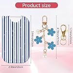 TPU Housse pour vaporisateur à mains Touchland 1 oz,Couvercle imprimé rayé mignon avec porte-clés fleur (bleu)